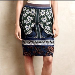 Anthropologie Moth Bordered Jacquard Sweater Skirt